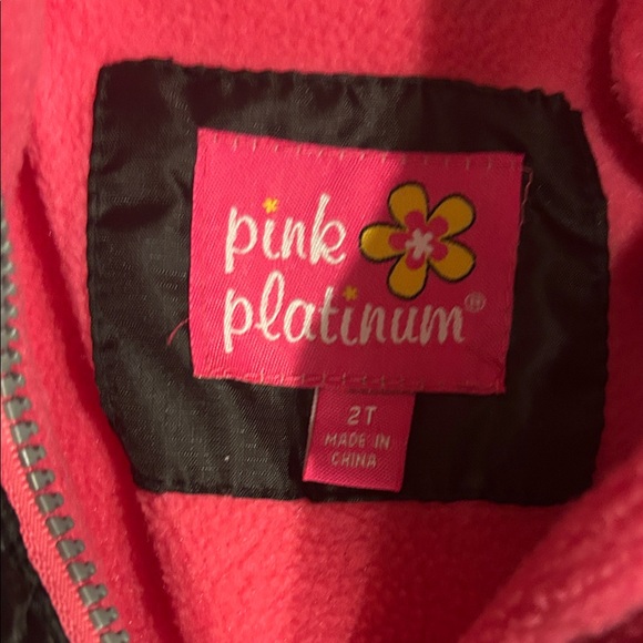 Pink Platinum Black Jacket with Vibrant‎ Pink Lining Size 2T - Picture 2 of 5